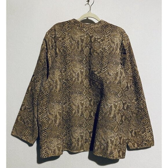 Catherines Jacket Womens 2X Brown Faux Snake Skin Embroidered Open Front Boho - Picture 3 of 5